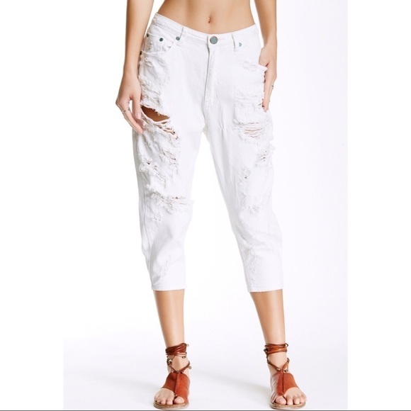 One Teaspoon Eagles Drop Crotch Cropped Jeans 24 - Picture 1 of 9